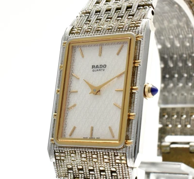 Vintage [N MINT] RADO 121.9026.2 Gold Silver Rectagle Qz 24mm Ladies Watch JAPAN - Image 1 of 4