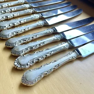 Georgian Rose Reed & Barton Knife 9” Set of 4 Sterling Silver Hollow No Monogram - Picture 1 of 3