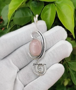 Rose Quartz Gemstone Pendent 925 Sterling Silver Beautiful Gift Jewelry Gift Him - Picture 1 of 6