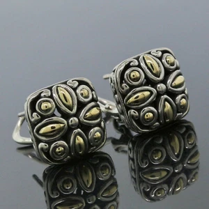 John Hardy Sterling Silver 18K Gold Dot Collection Flower Earrings - Picture 1 of 5