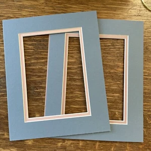 Picture Frame Mat 8x10 for 5x7 photo Double Mats SET OF 2 Blue/Pink - Picture 1 of 6