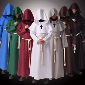 Bruderkleid mittelalterliche Kuh Kapuze Mönch Renaissance Priester Kostüm Cosplay - Bild 1 von 33