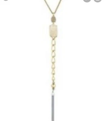 $45 Lucky Brand Druzy  rock crystal Chain Y Necklace Tassel lariat  F1C Foto 1 de 2