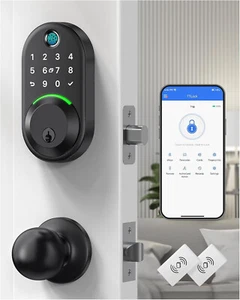 WiseGear Keypad Smart Lock with Knob Set, Matte Black - Picture 1 of 11