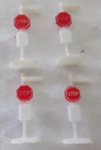 Vintage Railroad 4 pcs Stop Sign Post Rail Road Signage Train Track White Red - Picture 1 of 1