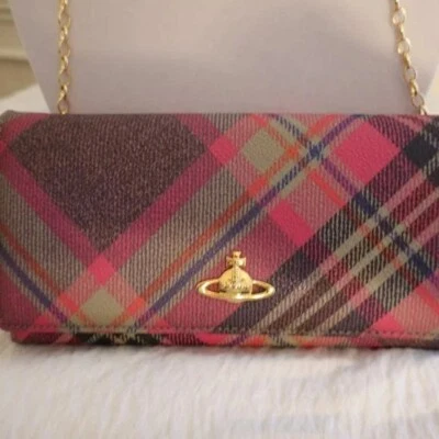 Authentic Vivienne Westwood Plaid Coated Canvas/Leather Crossbody/ Wallet (EUC) - Image 1 of 4