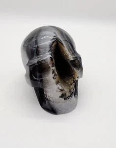 Black Agate Skull, Large Unique Skull, Protection, Wisdom, Meditation Gemstone - Picture 1 of 16