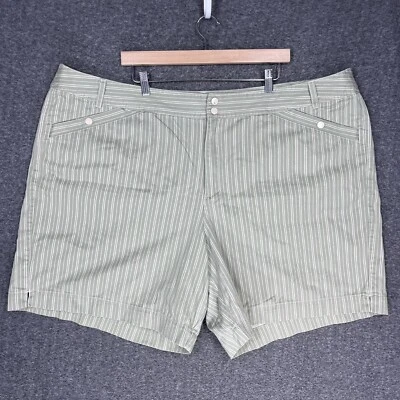 Venezia Shorts Women's Plus Size 28 Green & White Striped 7.5" Inseam High Rise - Imagem 1 de 4