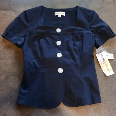 Camisa negra de manga corta con botones Danny & Nicole para mujer talla 10 nueva con etiquetas Foto 1 de 4