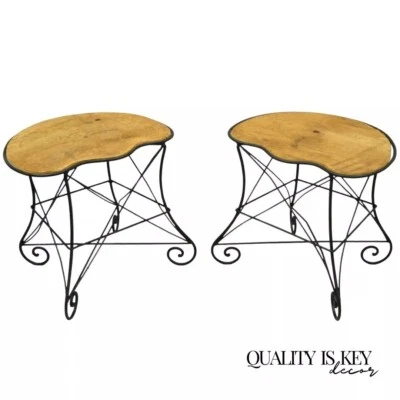 Taburetes de hierro forjado estilo Art Nouveau francés vintage - un par Foto 1 de 4