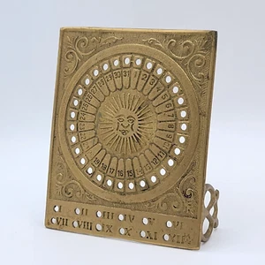 Vtg Brass Perpetual Calendar/Sun/Garden Art/Moon/Astronomy/Gardens/Made In Italy - Picture 1 of 11