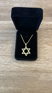 Stainless Steel Jewish Israel Star of David Pendant Necklace Gold Plated Loc G3 - Picture 1 of 3