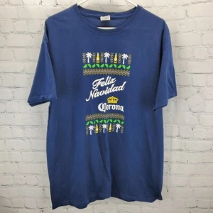 Camiseta Corona Feliz Navidad Azul Cerveza Feo Navidad Suéter Talla Grande - Imagen 1 de 4