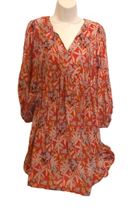entro Large Floral Tie Collar Dress Boho Cottage Core Prairie - Picture 1 of 8