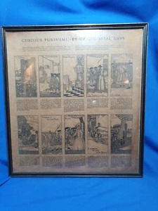 Fun Framed Print Made to Look Vintage 'Curious Punishments of Colonial Days' - Picture 1 of 6