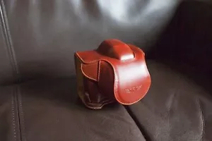 Funda Bolso Completa de Cuero Real Genuino con Cámara para Olympus STYLUS 1 Parte Abierta - Imagen 1 de 11