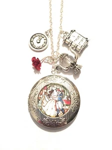 La Bella e la Bestia Collana Portafoto Disney Beauty &The Beast Rosa Teiera Love - Picture 1 of 2