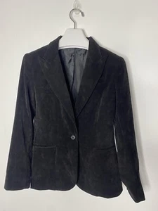 Norma Kamali Damen Cord Schwarz Einreiher Blazer Größe 14 - Bild 1 von 10