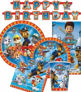 PAW PATROL PARTY SUPPLIES NAPKINS PLATES TABLECOVER BANNER BALLOONS - Picture 1 of 31