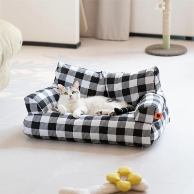 Mewoofun Canvas Pet Sofa Bed Cushion Cat Dog Couch Sofa with Non-Slip Bottom
