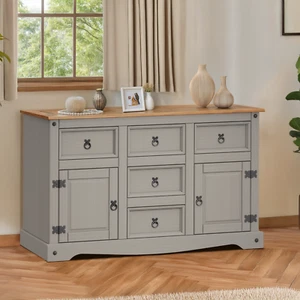 Corona Sideboard Grey Wax 2 Door 5 Drawer Solid Pine Dining Mercers Furniture® - Picture 1 of 5