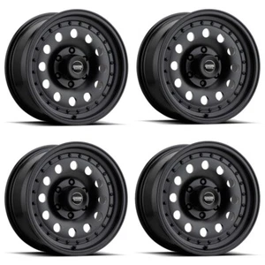 Set 4 15" American Racing AR62 Outlaw II 15x7 5x5.5 -6mm Wheels Satin Black Rims - Picture 1 of 7