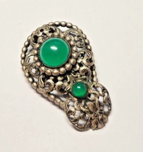 Vintage Faux Green Gem Scarf Clip - Picture 1 of 4