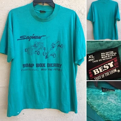 Vintage Saginaw Soap Box Derby From The Past Into The Future T-Shirt 80s 90s XL  - Image 1 of 4