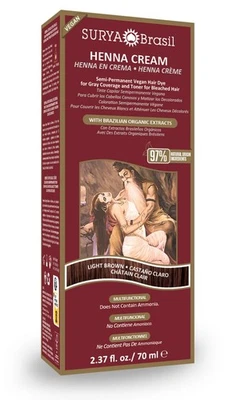 浅棕色天然海娜面霜头发颜色护理灰色头发覆盖... — 第 1/4 张图片