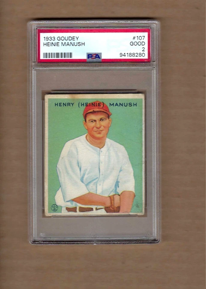 Goudey Heinie Manush 1933 # 107 PSA 2 Foto 1 de 2