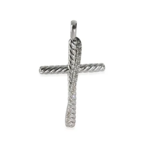 Colgante cruz cruzada de diamantes de plata de ley David Yurman - Imagen 1 de 4