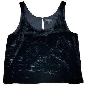J CREW Velvet Cropped Tank Top Size MEDIUM Black Crush Velvet Classic Layering - Picture 1 of 11