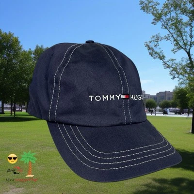Chapéu azul marinho vintage NOS sem etiquetas Tommy Hilfiger OSFA L👀K - Imagem 1 de 4