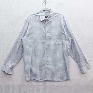 Camicia elegante Ermenegildo Zegna abbottonata blu chiaro a quadri taglia large - Foto 1 di 3