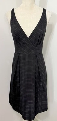 Vestido Moulinette Soeurs Mujer 6 Negro Cuadros Sin Mangas Plisado Encaje Borde Forro Foto 1 de 2