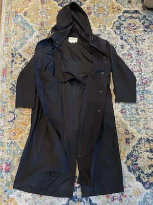 Norm Thompson Women's Black Petite Hooded Drawstring Coat Size PM w/ Pockets - Image 1 of 4