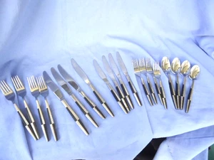 vintage stainless steel cutlery set for Helene mid century black synthetic wood - Bild 1 von 7