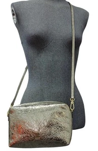 Abro Leather Bag Crossbody KAIA Gold Colour Adjustable Strap Ladies Dust Bag New - Picture 1 of 15