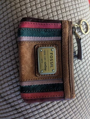 Llavero fósil vintage de cuero genuino con tarjetero monedero Foto 1 de 4