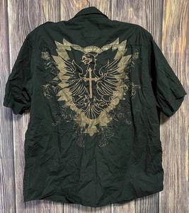 Red Ape Button Up Shirt Men’s L Black Embroidered Y2K - Picture 1 of 8