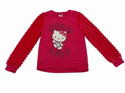Sanrio Hello Kitty Girls Pink Sweatshirt Size 8 Faux Fur Pullover  Crewneck - Image 1 of 4