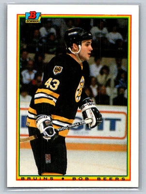 1990-91 Bowman #34 Bob Beers Boston Bruins Rookie Hockey Card - Image 1 of 2