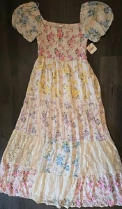 Altar'd State Harlie Floral Maxi Patchwork Multicolor Lace Size Medium NEW - Picture 1 of 11