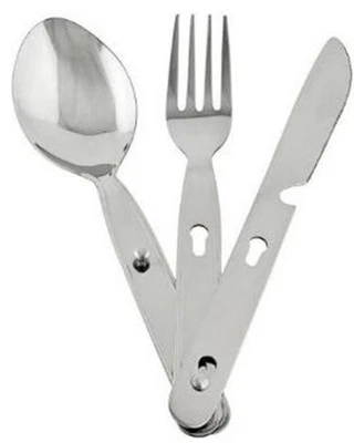 Juego de cubiertos Chow de acero inoxidable cuchillo tenedor cuchara clip juntos camping senderismo Foto 1 de 4