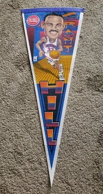 Grant Hill Vintage Wincraft Salem Caricature Detroit Pistons Pennant Flag 30x12 - Image 1 of 4