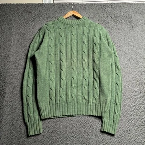 Vtg Pendleton Sweater Mens Large Virgin Wool Fisherman Cable Knit USA Made Green - Picture 1 of 12