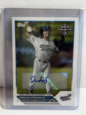 2023 Topps Pro Debut - Jordan Sprinkle #PD-15 Autographs (AU, RC) - Image 1 of 2