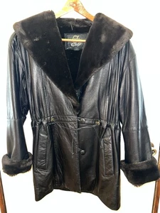 WEICHER LEDER WINTERMANTEL SCHWARZ DAMEN - Bild 1 von 14