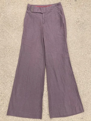 Pantalones Elevenses Anthropologie para mujer talla 4 marrón mezcla de lino pantalones de pierna ancha Foto 1 de 4