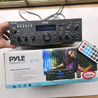 Pyle 200W PDA6BU LCD Home Stereo Amplifier Receiver Bluetooth  - Image 1 of 4